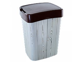 Ведро Евро для мусора с дек. 18л. (т.корич., Дерево темное)