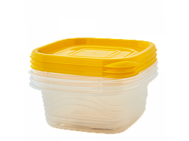 Набір контейнерів для харчових продуктів "Омега" квадратних 0,45 л. (3 шт) (_пр./т. жовтий)