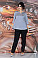 Женский брючный костюм в больших размерах 286 "Шёлк Комби" в расцветках, фото 6