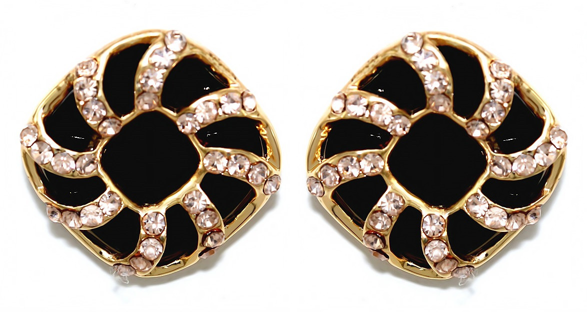 Сережки-гвоздики. Позолота. Каміння: пудровий циркон. Діаметр: 17 мм.