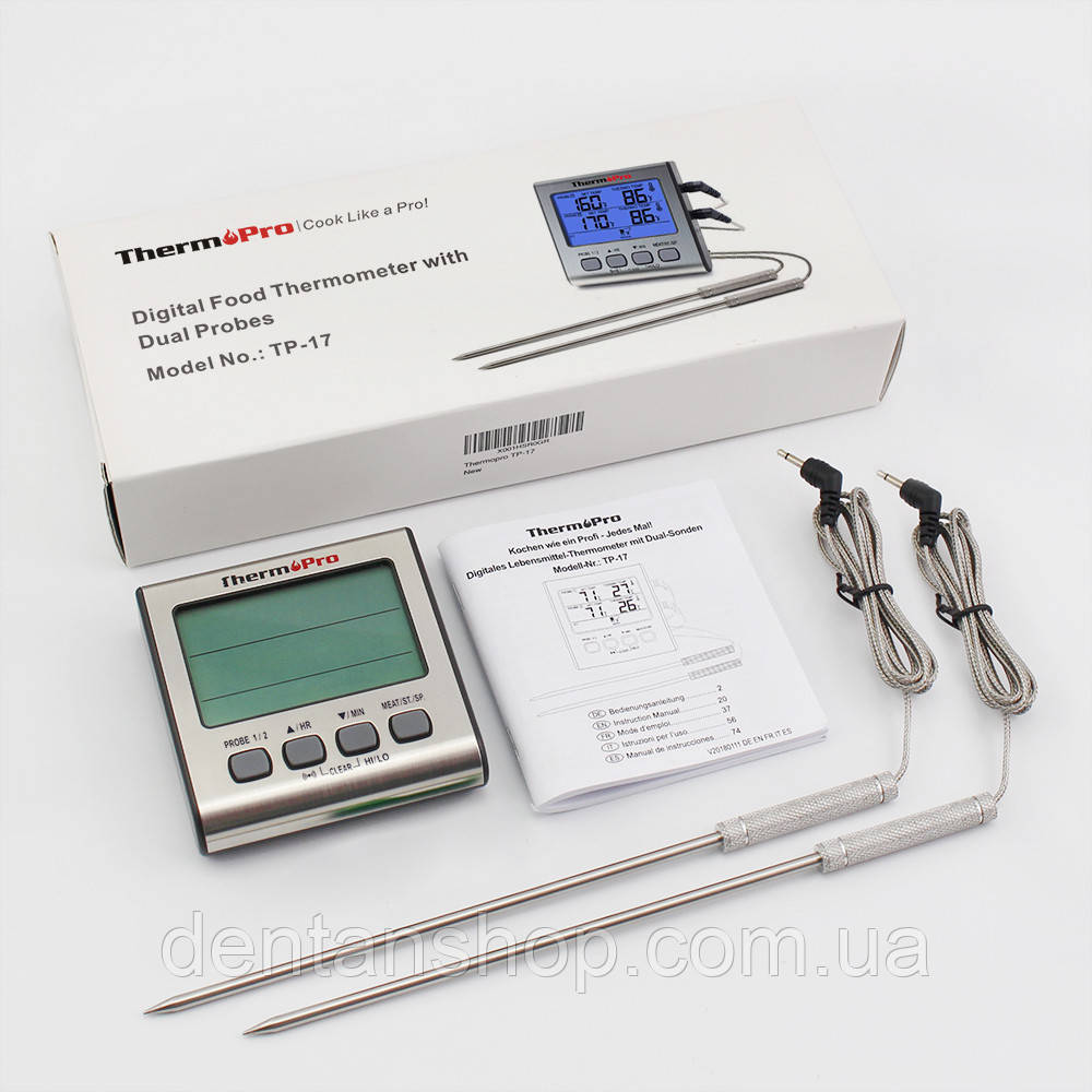 Термометр із двома щупами для м'яса, духовки ThermoPro TP17 (-10C до +300C) з таймером і магнітом, фото 1