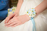 "Фрезії з блакитними гортензіями" браслет для нареченої або свідка, фото 2