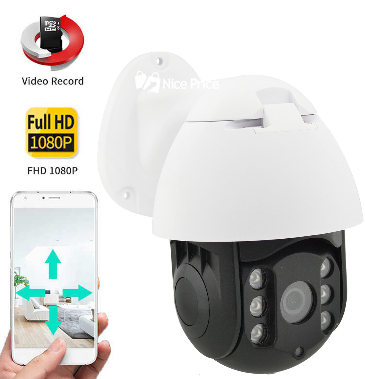 Поворотна вулична IP WiFi камера відеоспостереження UKC 19HS 360/90° 2 mp (6912), фото 1