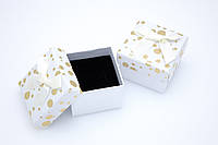 Коробочка подарочная 5х5х2,5см золотой горох под кольцо или серьги,белый