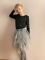 Детская многослойная фатиновая юбка. Серый, 104