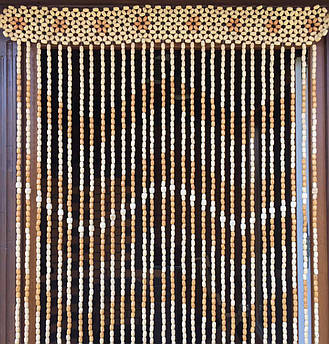 Стильна штора з дерев’яних намистин | Ромашка ніжна | 30 підвісок | 100×200 см | дерев’яний декор