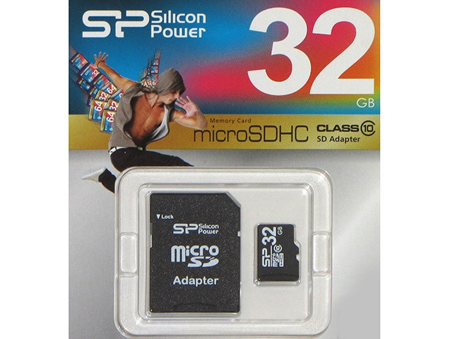 Карта пам'яті 32Gb Micro-SDHC Silicon Power (adapter)class10