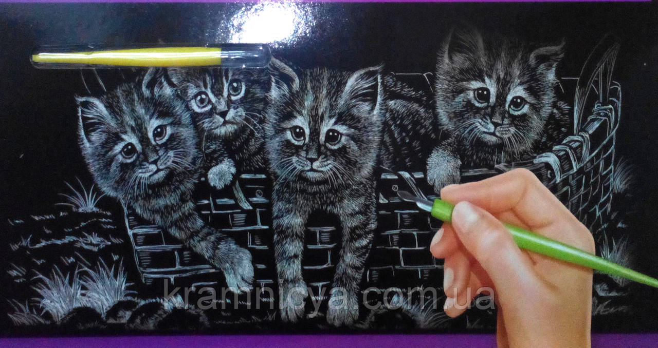 Гравюра панорама Кошенята Срібло, фото 1