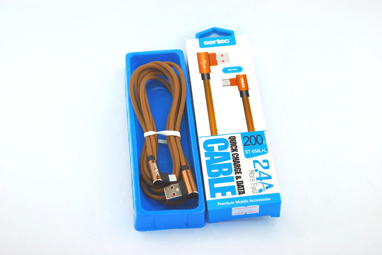 Кабель Usb Micro USB Sertec ST-054L+L 2.4A 2m (Г-подібний конектор, круглий) Brown