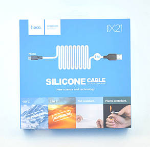 Кабель Usb Micro USB HOCO X21 Silicone 2A 1m (круглий) Black / white, фото 2