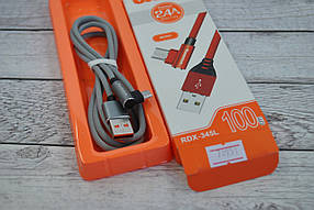 Кабель Usb Micro USB RedDax RDX-345 L 2.4A 1m (круглий, метал. Коннектор, Г-подібний) Grey