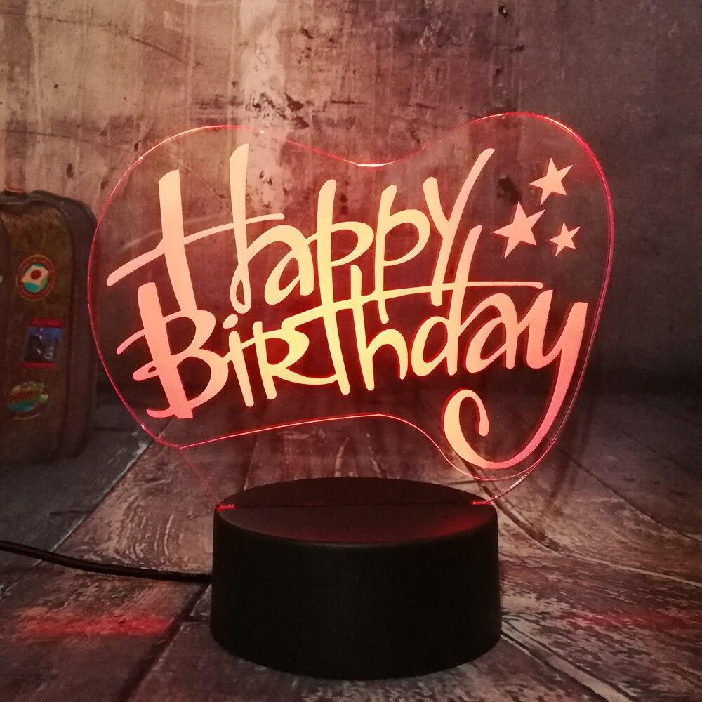 3D-світильник з пультом і акумулятором 3D Lamp З Днем народження Happy Birthday (LP-17812)