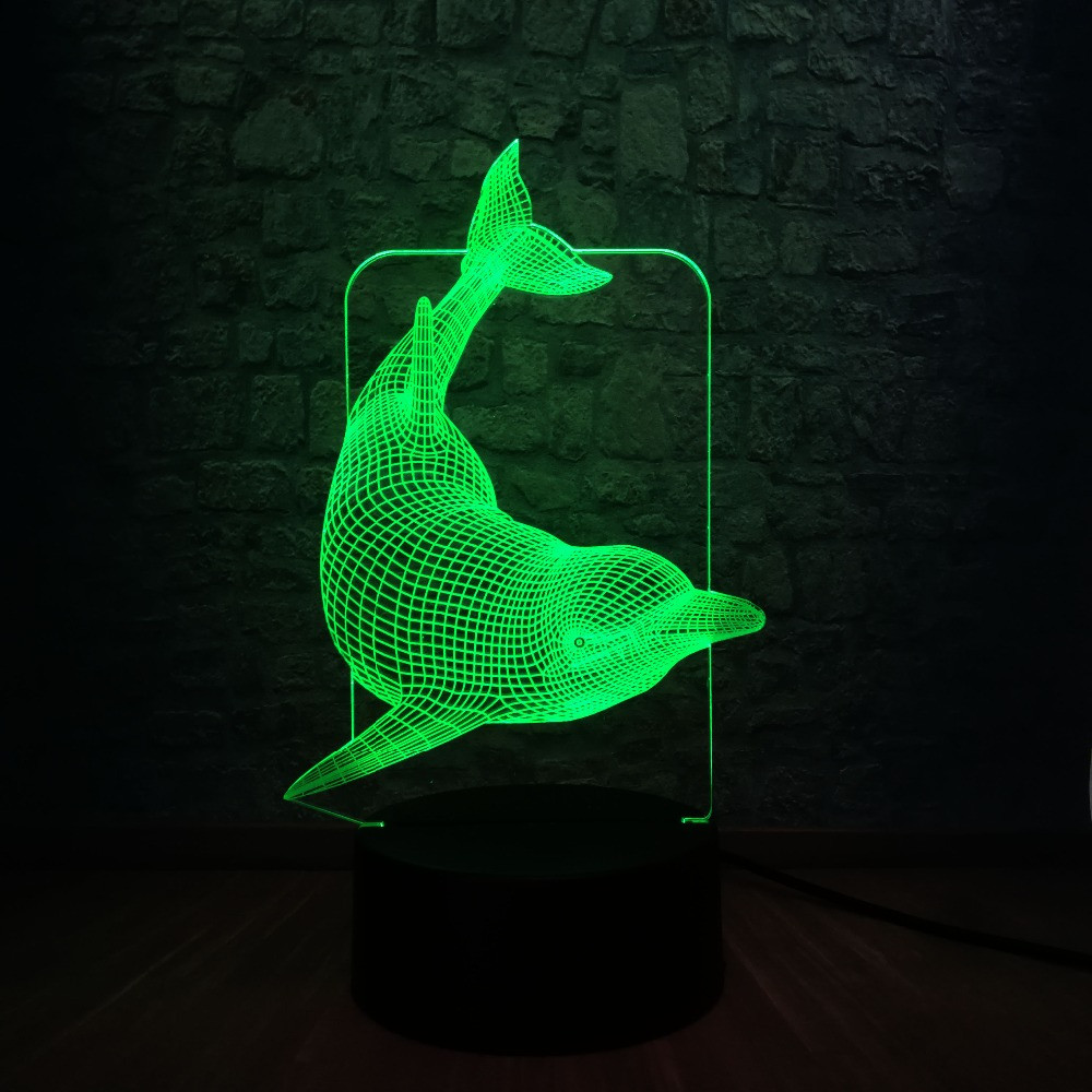 3D світильник з пультом і акумулятором 3D Lamp Дельфін (LP-17796)