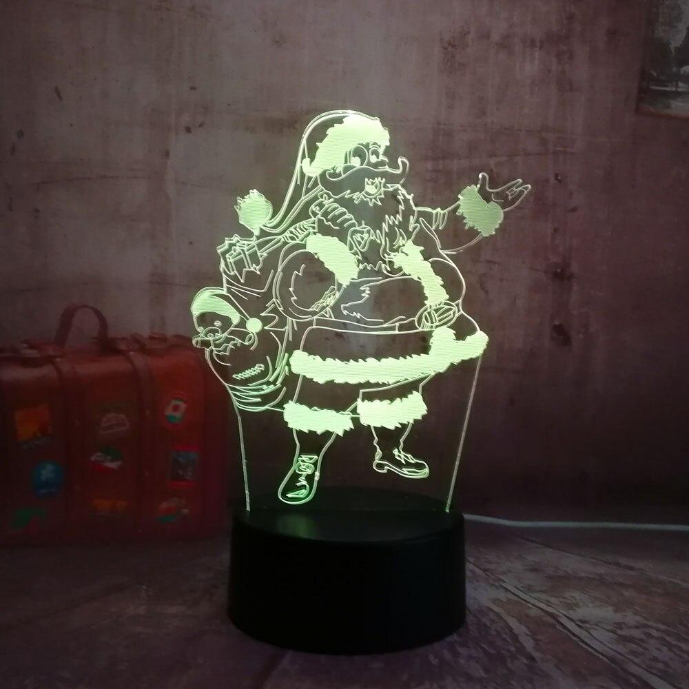 3D світильник з пультом і акумулятором 3D Lamp Дід Мороз (LP-17788)
