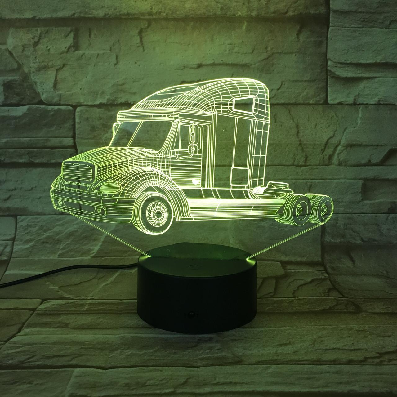 3D-світильник з пультом і акумулятором 3D Lamp Вантажівка (LP-17773)