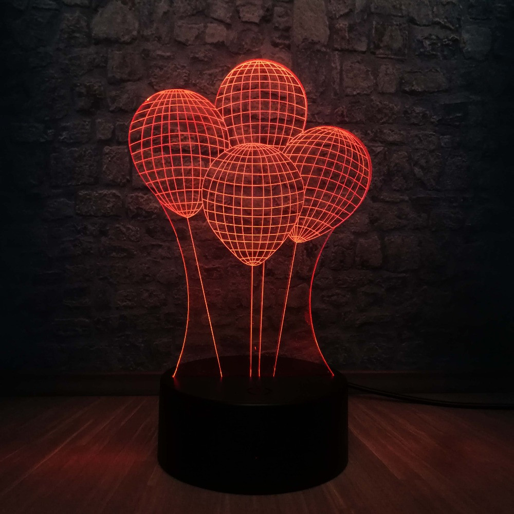 3D світильник з пультом і акумулятором 3D Lamp Повітряні Кульки (LP-17749)