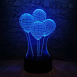 3D світильник з пультом і акумулятором 3D Lamp Повітряні Кульки (LP-17749), фото 10