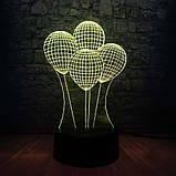3D світильник з пультом і акумулятором 3D Lamp Повітряні Кульки (LP-17749), фото 11