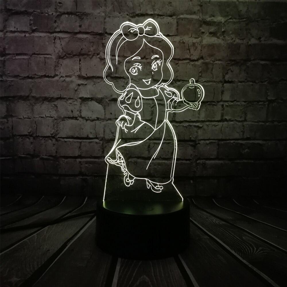 3D-світильник з пультом і акумулятором 3D Lamp Білосніжка (LP-17720)