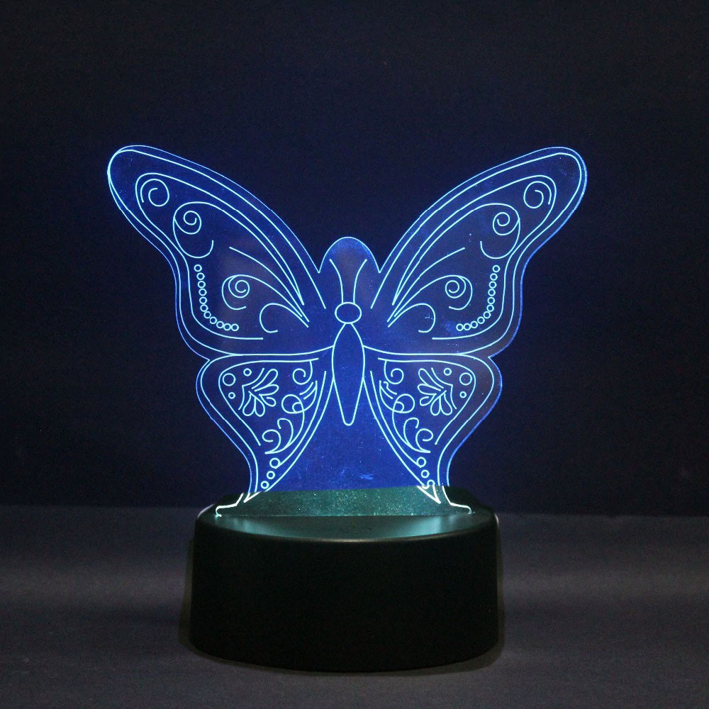 3D світильник з пультом і акумулятором 3D Lamp Метелик (LP-17713)