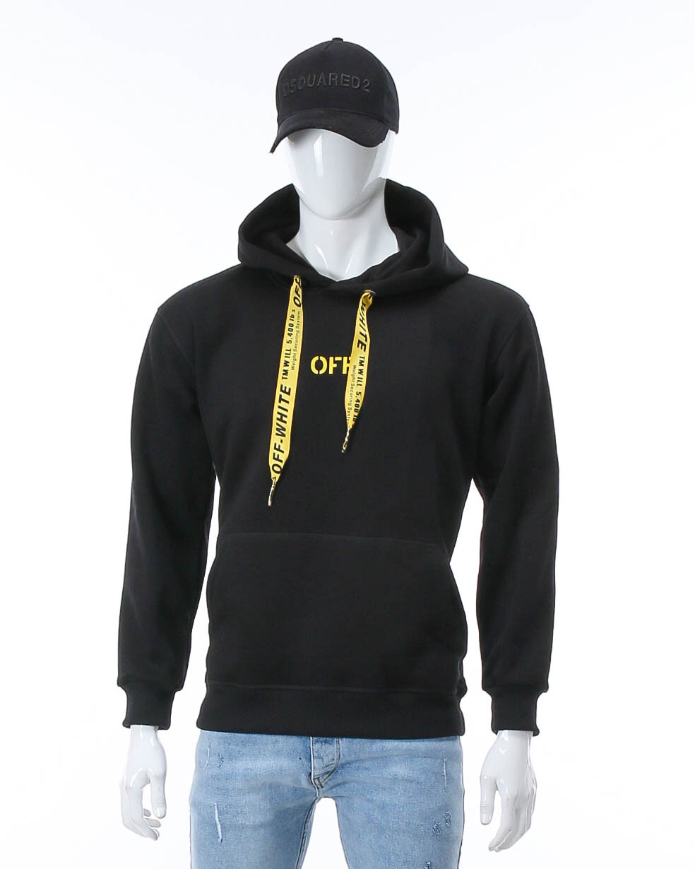 Худі осінь-зима чорне з жовтим OFF-WHITE No5 Т-2 BLK XL (Р) 20-575-203