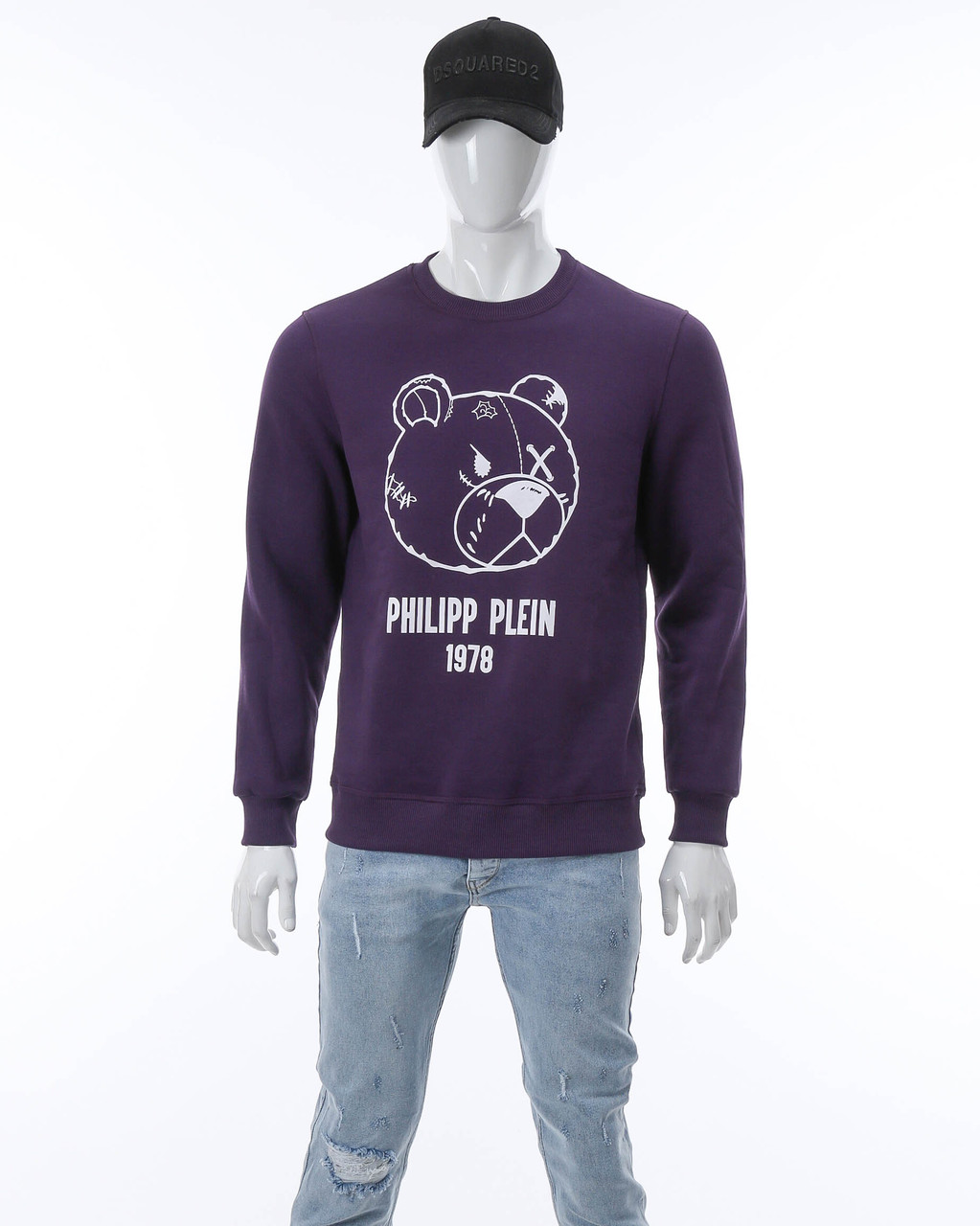 Світшот осінь-зима фіолетовий PHILIPP PLEIN з принтом Ведмедик PUR L (Р) 19-526-003