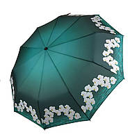 Женский зонт полуавтомат с орхидеями от TheBest-Flagman, темно-зеленый, 0733-7