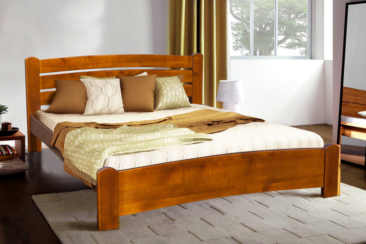 Ліжко двоспальне дерев'яне Софія Мікс меблі, колір горіх 180