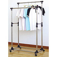 Телескопическая стойка-вешалка для одежды Double Pole Clothes Horse 339 LR