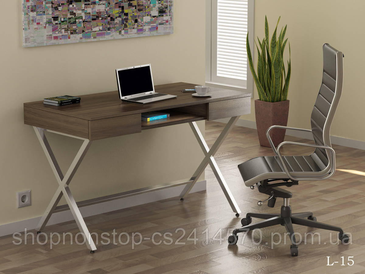 Стіл офісний письмовий L-15 Loft design Горіх Модена