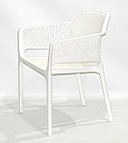 Стілець пластиковий для кафе з підлокітниками AMADO (Амадо), білий, фото 4