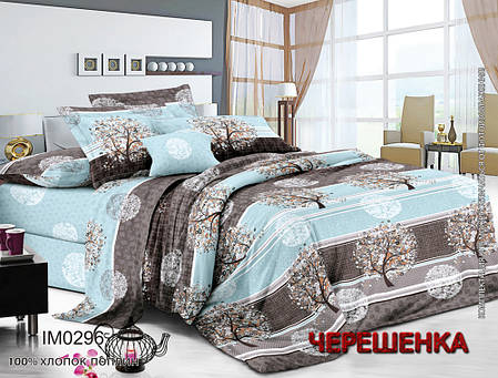 Полуторний набір постільної білизни 150*220 з Бязі "Gold" №154089 Черешенка™, фото 1