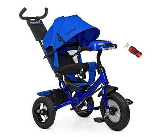 Велосипед дитячий триколісний на надувних колесах з ігровою панеллю на кермі Turbotrike (Синій)