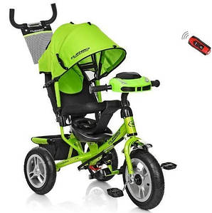 Велосипед дитячий триколісний на надувних колесах з ігровою панеллю на кермі Turbotrike (Зелений)