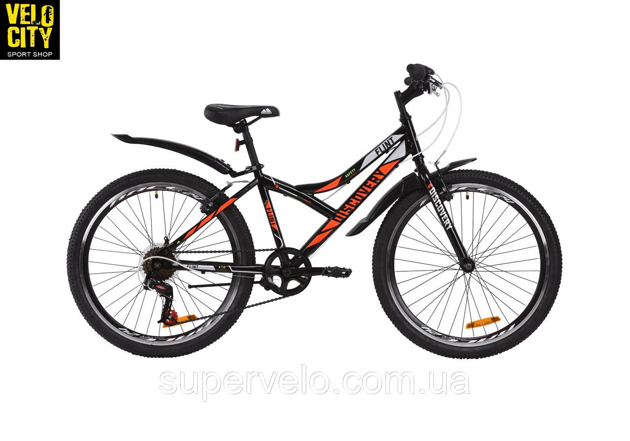 Велосипед 24" Discovery FLINT з крилом чорно-помаранчевий