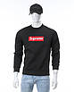 Світшот осінь-зима чорний SUPREME з червоним патчем, стрічка BLK L (Р) 20-542-003-002, фото 3