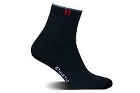 Мужские спортивные носки средней длины хлопковые с лайкрой «Лео Атлетик» (черные)