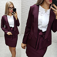 Стильна спідниця із завищеною талією й поясом гумкою, арт 174, колір бордо/бордового кольору