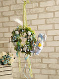 Великодній віночок із кроликом на вікно, двосторонній, вінок великодній на двері28х25 см, фото 5