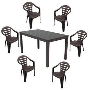 Комплект Sumatra стіл Moyo стілець 6 коричневий