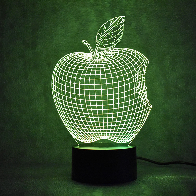 3D світильник з пультом і акумулятором 3D Lamp Яблуко (LP-18177)