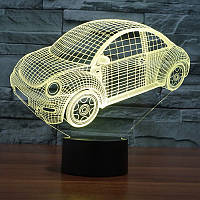 3D світильник з пультом і акумулятором 3D Lamp Фольцваген Жук (LP-18146)