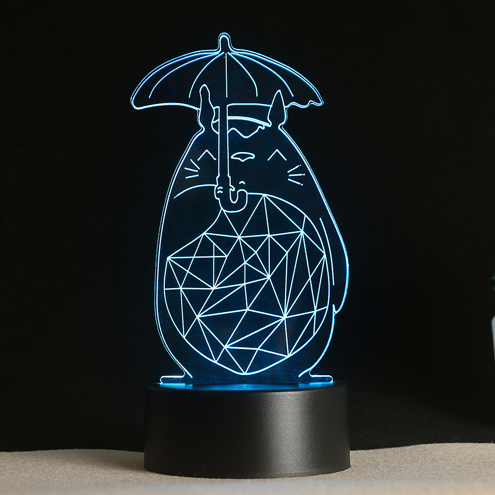 3D світильник з пультом і акумулятором 3D Lamp Тоторо (LP-18130), фото 1