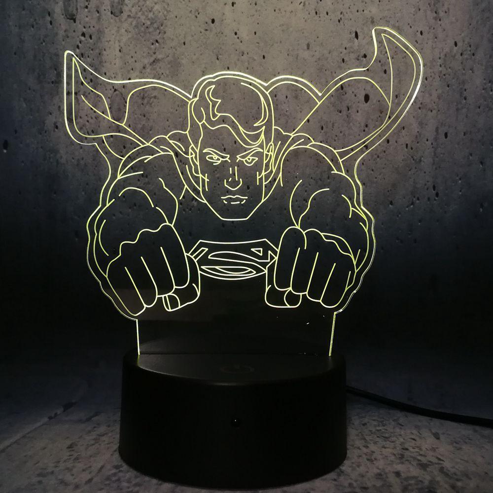 3D світильник з пультом і акумулятором 3D Lamp Супермен (LP-18122)