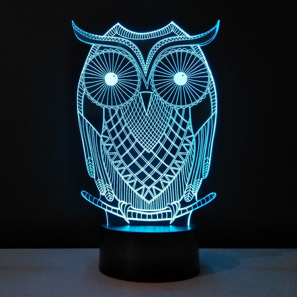 3D світильник з пультом і акумулятором 3D Lamp Сова 2 (LP-18095), фото 1