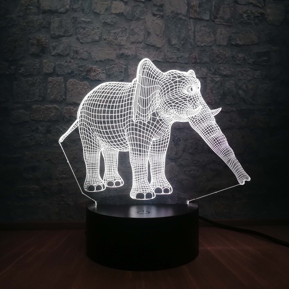 3D світильник з пультом і акумулятором 3D Lamp Слон (LP-18068)