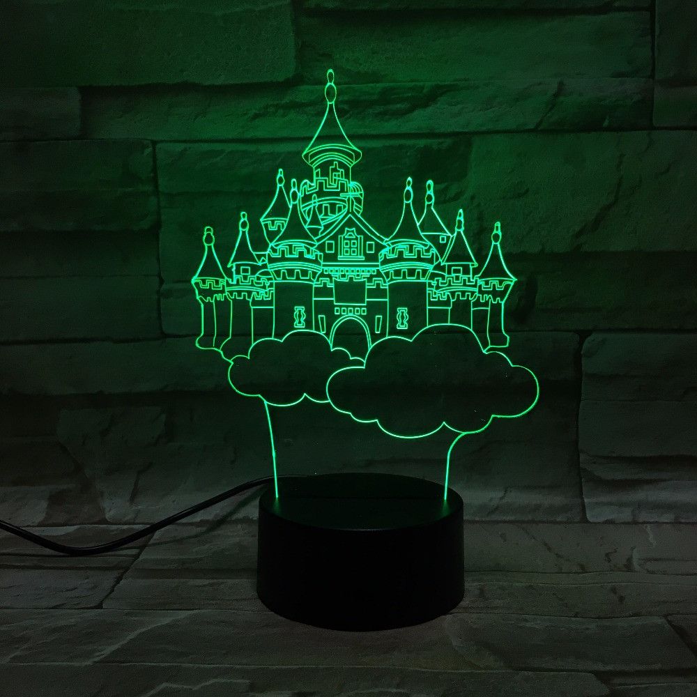 3D світильник з пультом і акумулятором 3D Lamp Казковий замок (LP-18061), фото 1