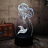 3D світильник з пультом і акумулятором 3D Lamp Русалонька (LP-18018), фото 10