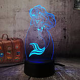 3D світильник з пультом і акумулятором 3D Lamp Русалонька (LP-18018), фото 11