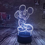 3D світильник з пультом і акумулятором 3D Lamp Мікі Маус 2 (LP-17942), фото 10